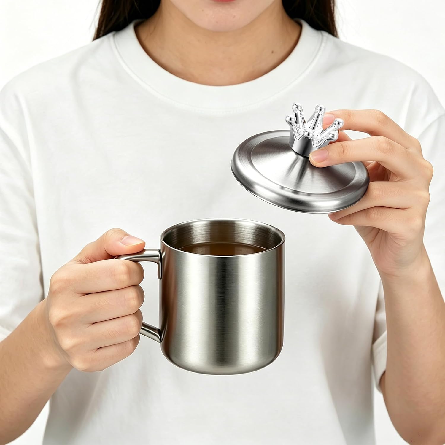 4.2 Inch Stainless Steel Universal Lid for Mugs and Bowls, Drink Cover for Large Coffee Cups, Soup Bowls, and Candle Jars, 10.6CM, 2Pcs