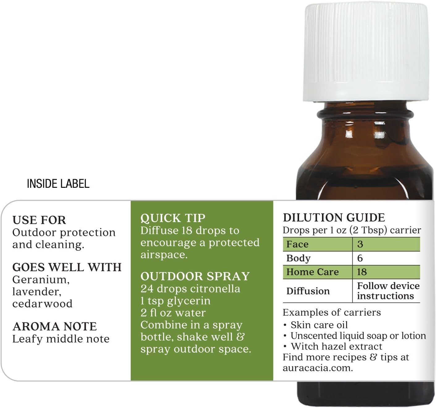 Aura Cacia Citronella Java Essential Oil, 0.5 FZ