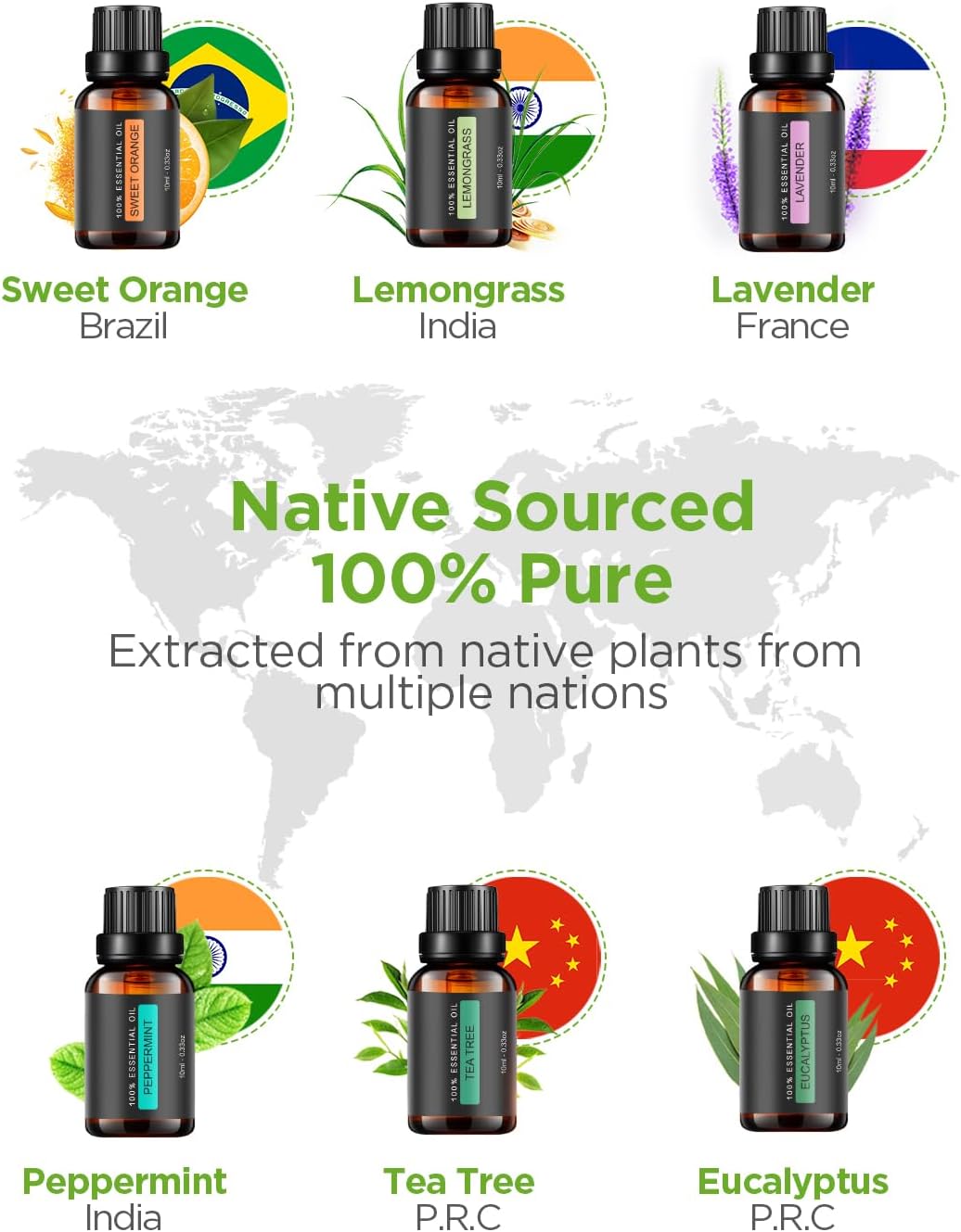 InnoGear Essential Oil Diffuser with Oils, 100ml Aromatherapy Diffuser with 6 Essential Oils Set, Aroma Cool Mist Humidifier Gift Set, Dark Wood Grain