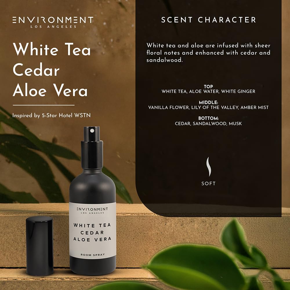 ENVIRONMENT Inspired by 5-Star Resort WSTN Room Spray, 100ml Air Freshener (White Tea | Cedar | Aloe Vera) Home Fragrance Accessories, Room Perfume, Room Deodorizer, Vegan & Cruelty-Free