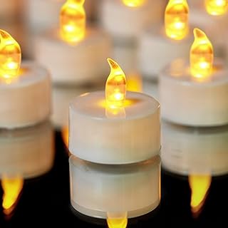 YIWER Tea Lights LED Tea Light Candles 200 Hours Pack of 100 Realistic Flickering Bulb Battery Operated Tea Lights for Seasonal Festival Celebration Electric Fake Candle in Warm Yellow(2 * 50)