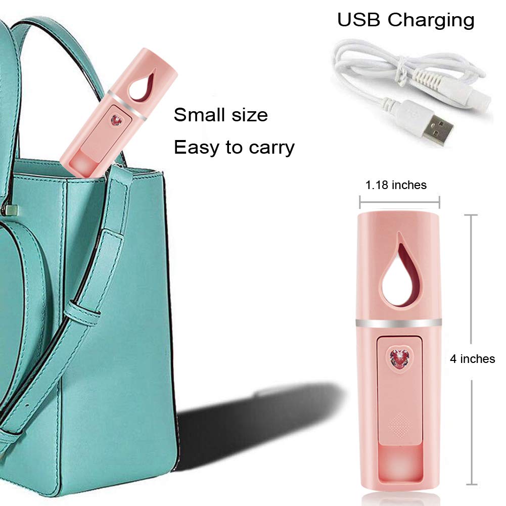Portable Nano Facial Mister Mini Facial Steamer Atomization Eyelash Extensions with Mirror & 20ml Visual Water Tank (2 Packs)