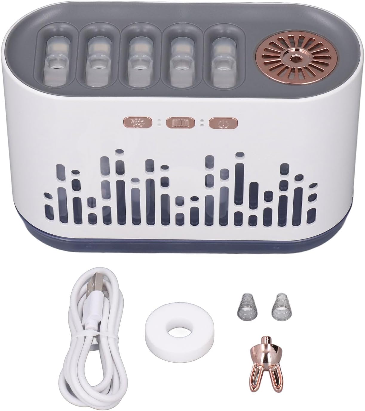 ​Flame Essential Oil Diffuser, 700ml RGB Color Changing Music Sync Air Diffuser Cool Mist Humidifier Super Quiet Auto Shut Off Diffuser with 2 Mist Modes for Large Room