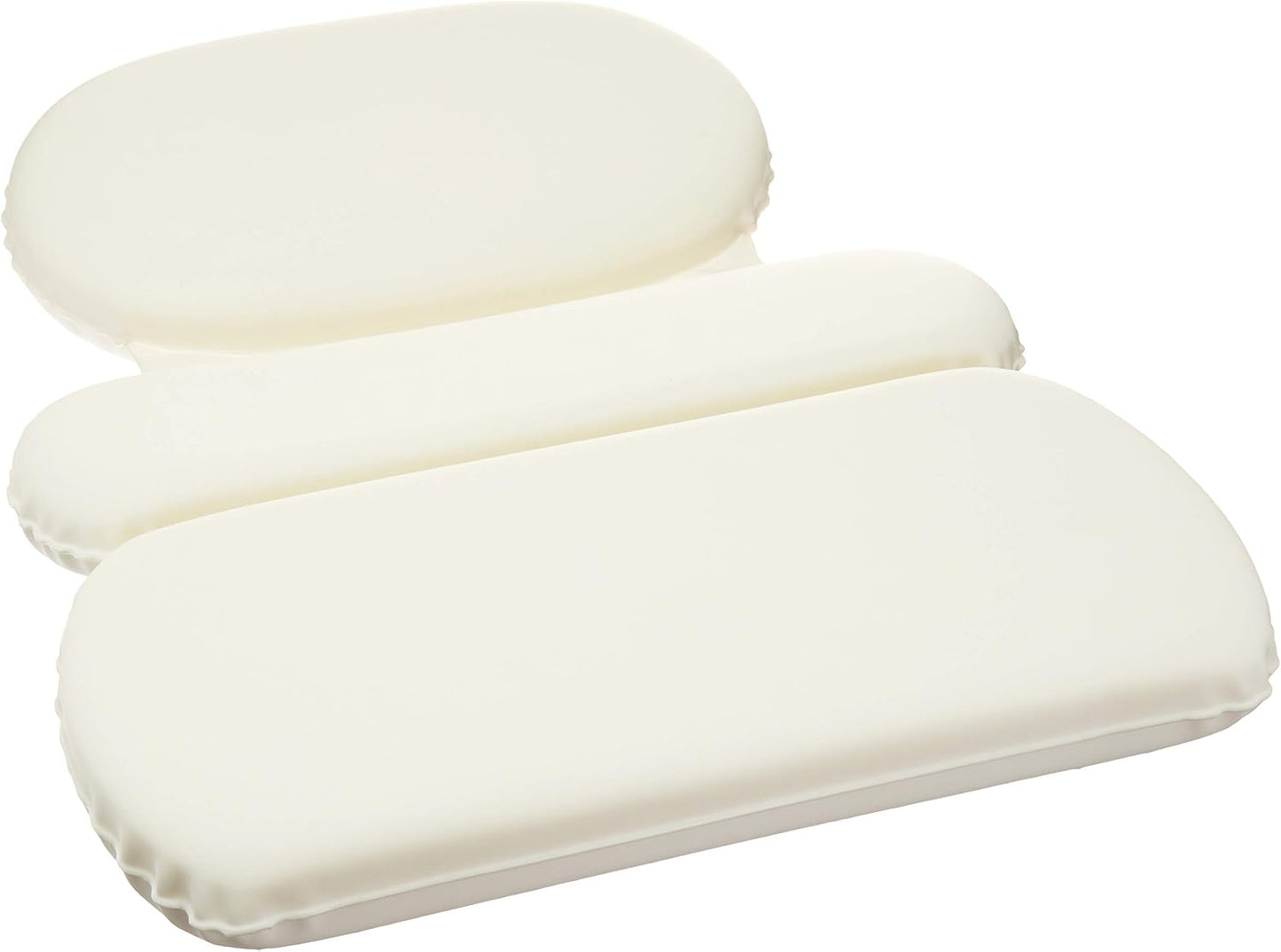 Amazon Basics Bath Tub Neck and Back Support Pillow with Non-Slip Suction Cups, Waterproof, Thick Padded 3-Panel, Easy to Clean, Off-white