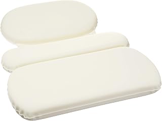Amazon Basics Bath Tub Neck and Back Support Pillow with Non-Slip Suction Cups, Waterproof, Thick Padded 3-Panel, Easy to Clean, Off-white
