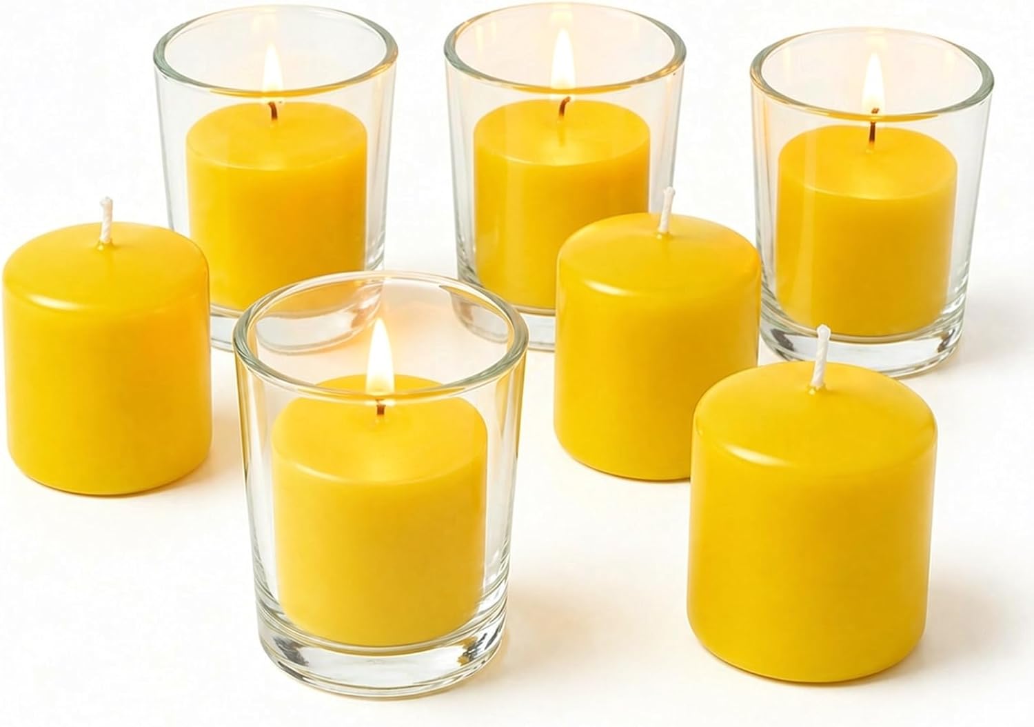 12 Pack Yellow Citronella Pillar Candles Outdoor & Intdoor,Lemongrass Scented Pillar Candles,Smokeless Dripless Citronella Candle Set for Patio Home Garden Weddings Pool Party in Summer
