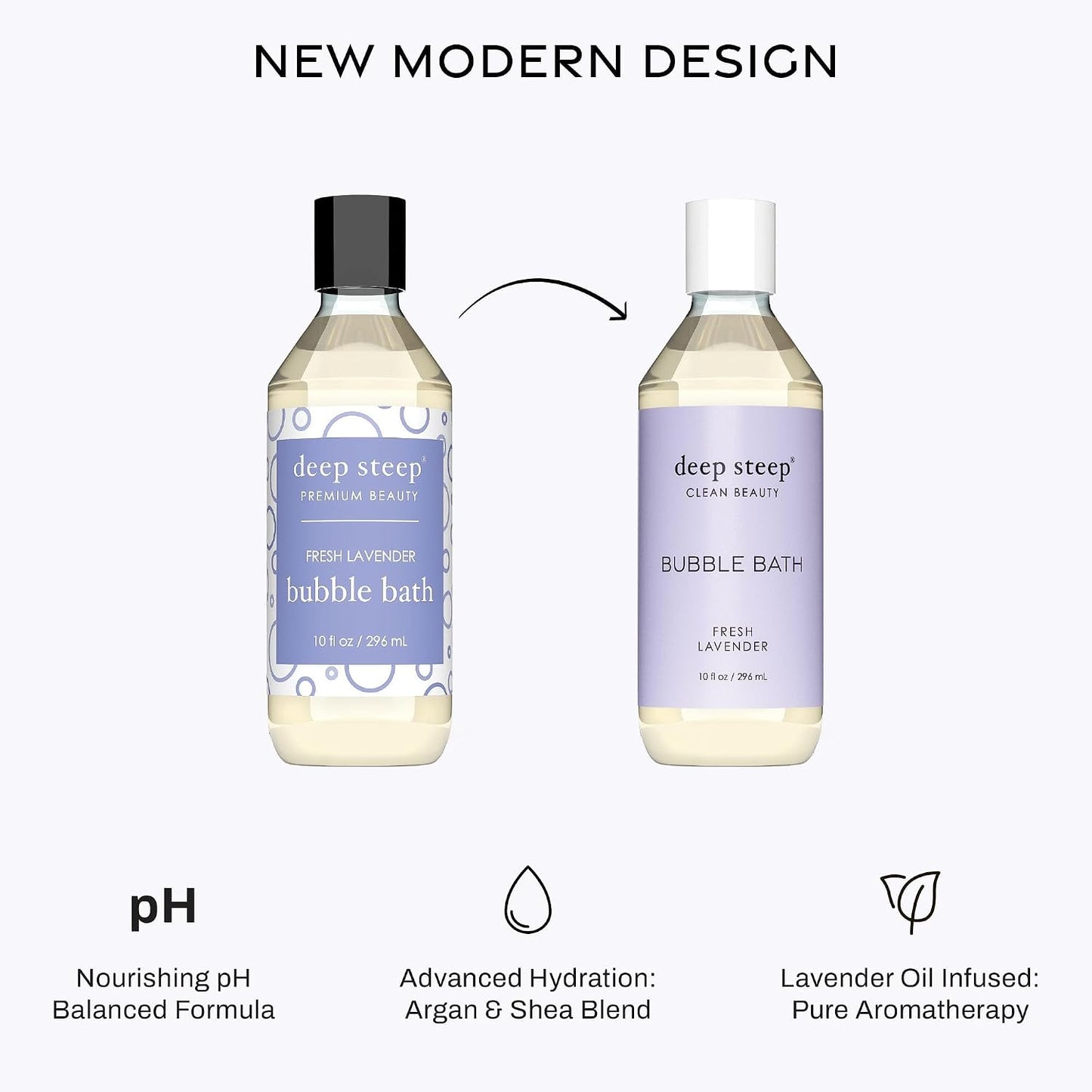 Deep Steep Bubble Bath, Fresh Lavender, 10 oz – Soothing Soak with Shea Butter, Argan Oil, Aloe Vera & Coconut Oil – Vegan, Sulfate-Free, PH-Balanced Clean Beauty