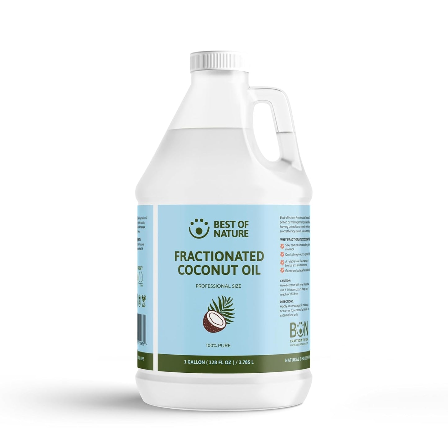 Best of Nature 100% Pure Fractionated Coconut Oil - Natural Massage Oil, Unscented Moisturizer for Men and Women, for Skincare and Hair Care, Carrier for Essential Oils, Gallon (128 fl oz)
