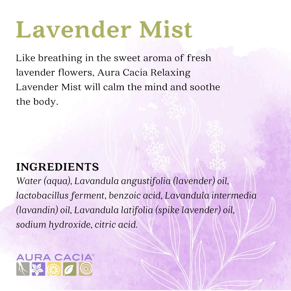 Aura Cacia Relaxing Lavender Aromatherapy Mist, 4-Ounce, Lavender Pure Essential Oils, Sweet & Floral Aroma