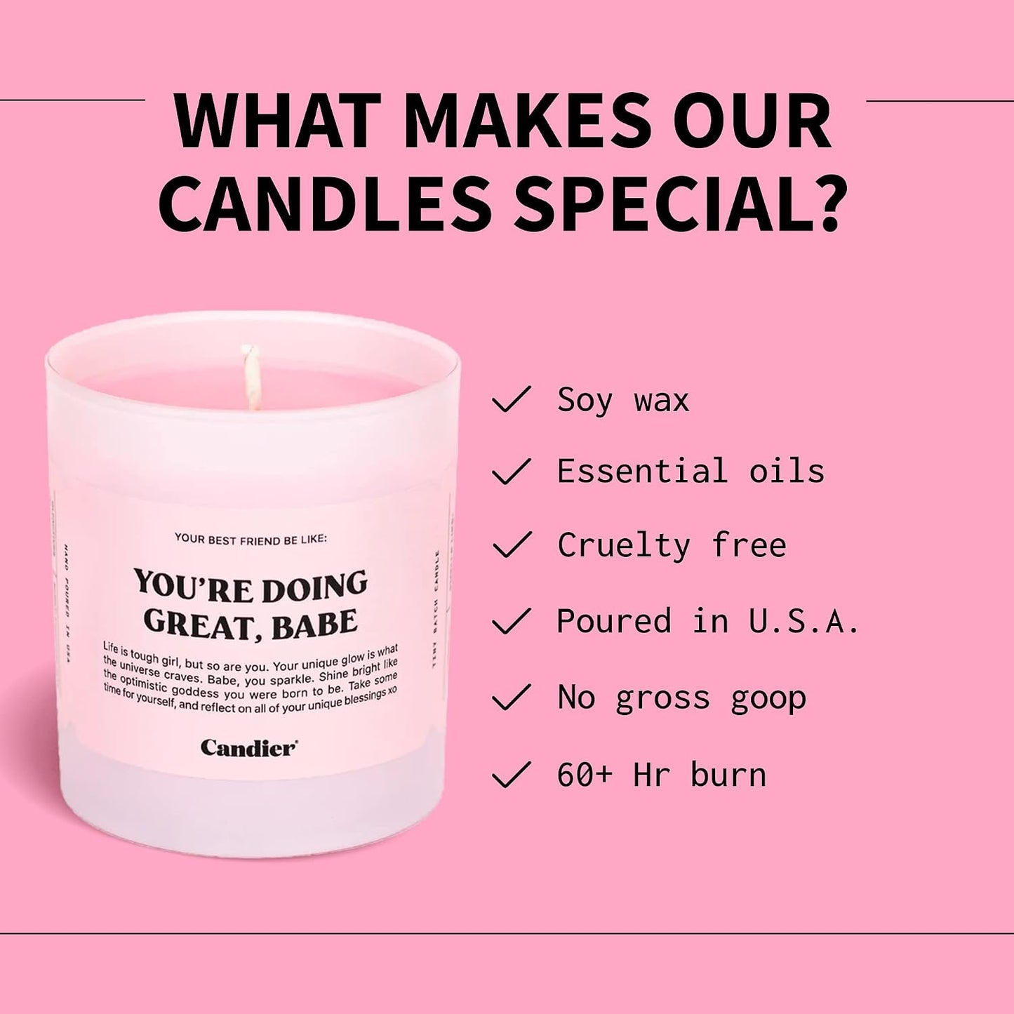 Ryan Porter “You’RE Doing Great, Babe” Candle - 100% Natural & Vegan - Made of Hand-Poured Soy Wax & Cotton Wick - Smells Lavender, Herbs, Sandalwood - Paraben, Phthalate, Lead-Free Decor Candle