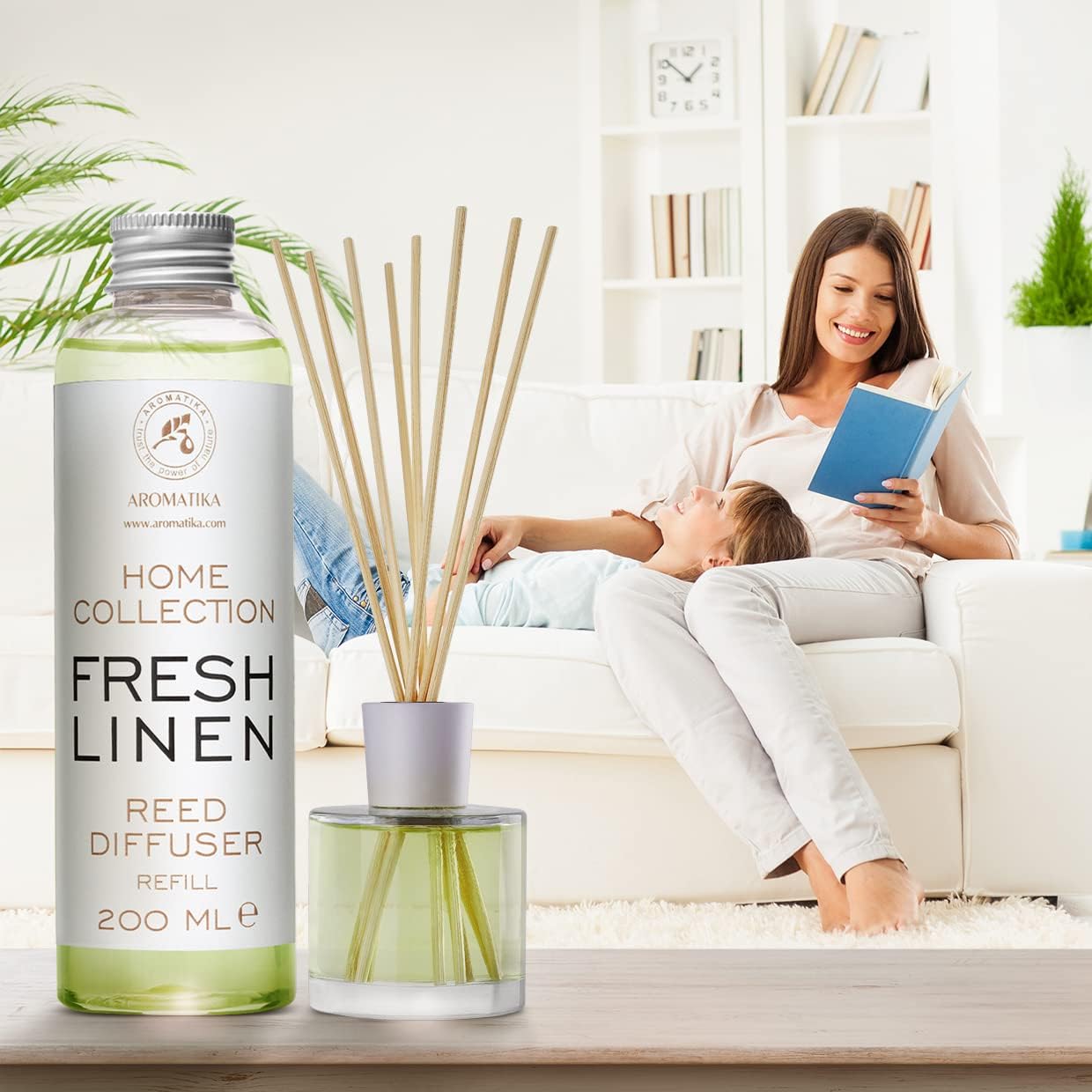 Reed Diffuser Refill Fresh Linen 6.8 Fl Oz (200ml) - Room Diffuser Refill - Home Fragrance - Scented Diffuser - Fresh Aroma - Room Fragrance - Scented Diffuser
