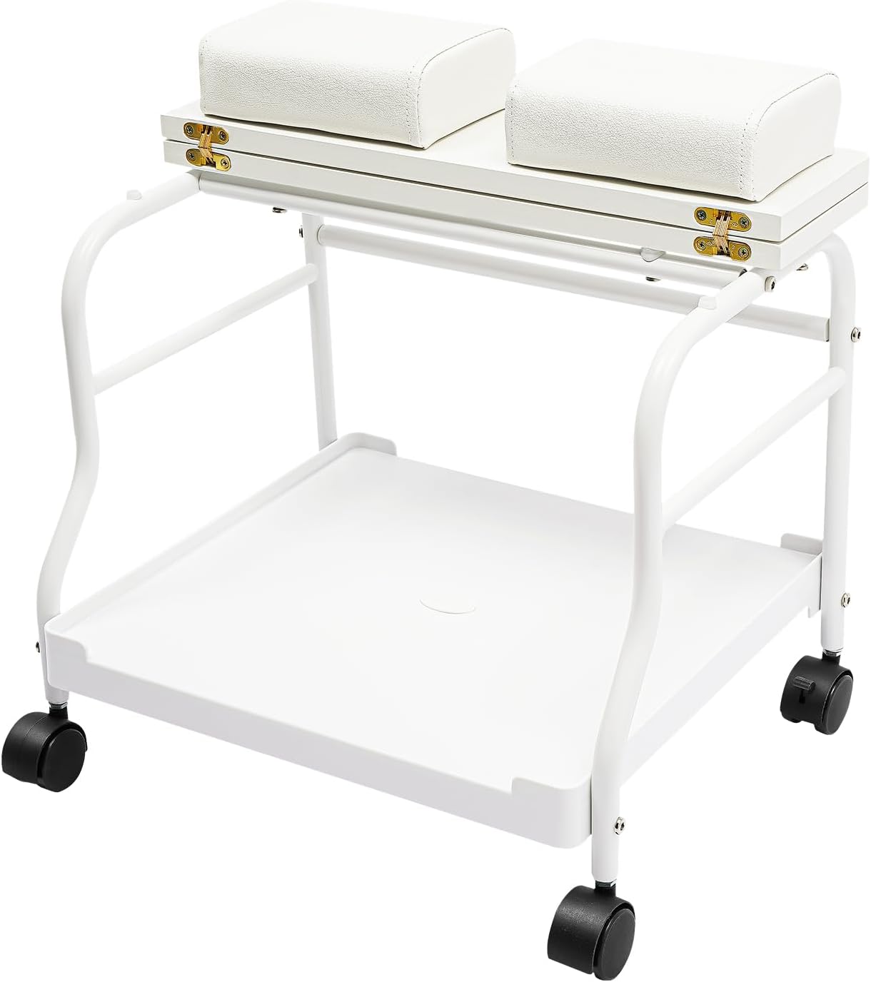 Foot Bath Trolley, Floorstanding Pedicure Foot Spa Trolley, Pedicure Foot Rest with 4 Plastic Universal Silent Wheels and Collapsible Board, Portable Footrest Stand Cart for Beauty Parlor Bathroom