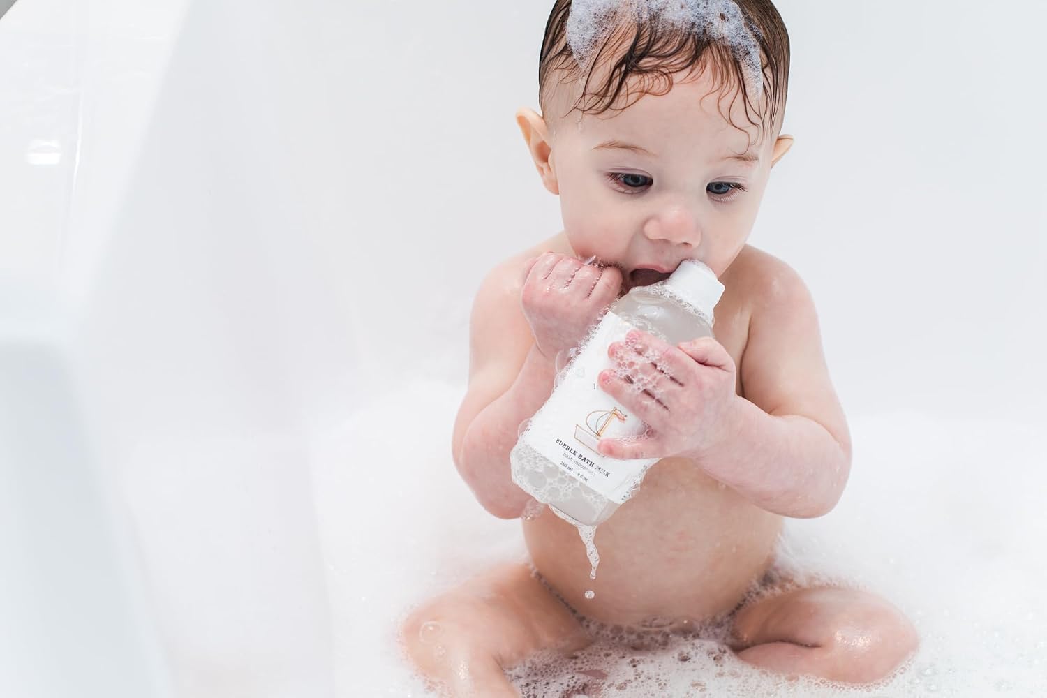 Bathorium Little Charlie Bubble Bath Milk, Gentle & Nourishing for Babies, Enriched with Coconut Milk & Oatmeal, Safe for Sensitive Skin, 8 fl.oz