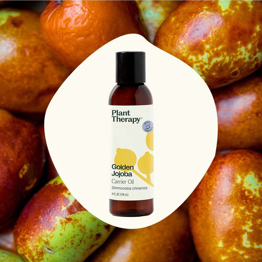 Plant Therapy Jojoba Golden Carrier Oil 4 oz 100% Pure, Cold-Pressed, Natural and GMO-free Moisturizer and Carrier Oil for Essential Oils