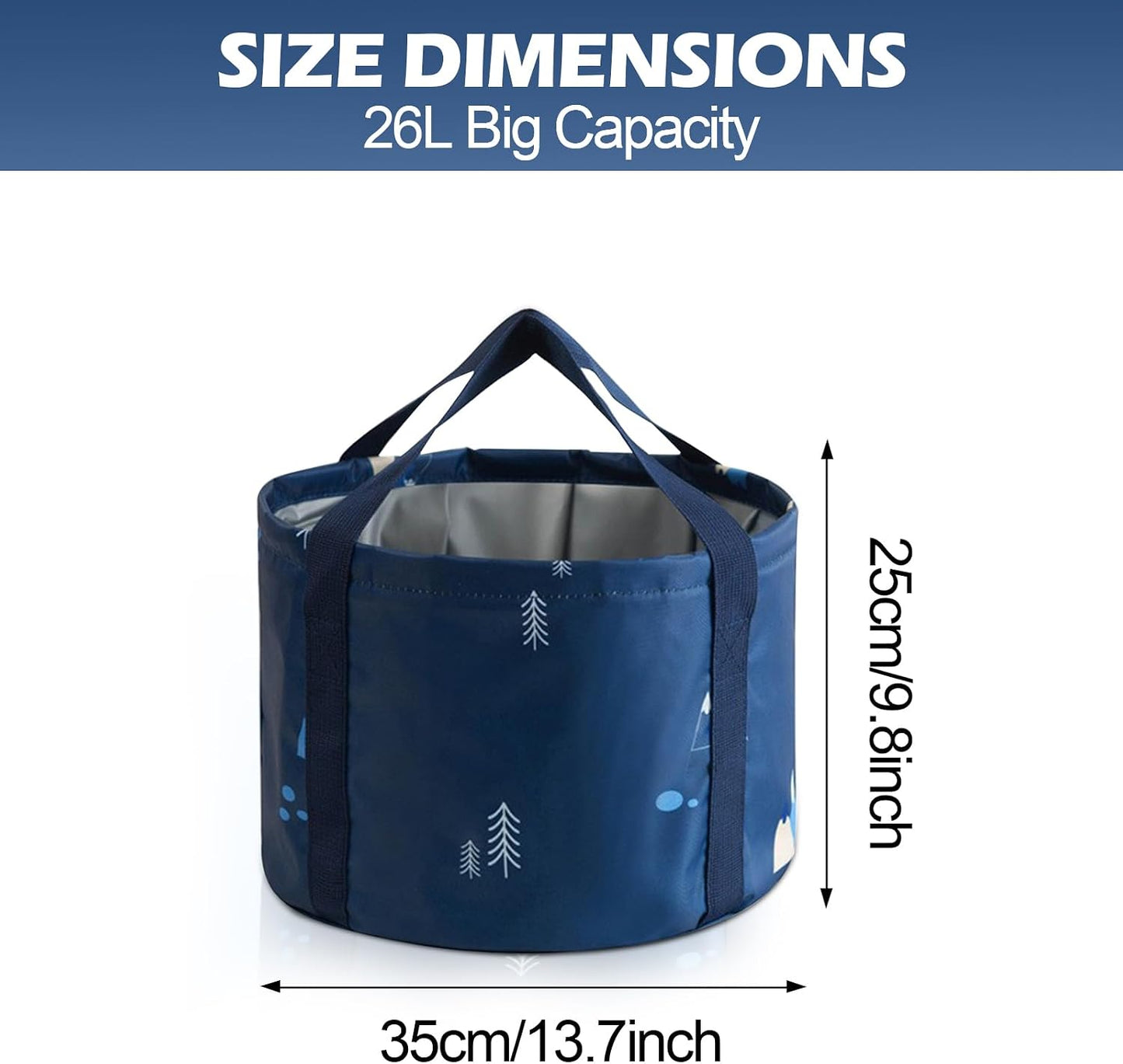Multifunctional Collapsible Bucket for Soaking Feet, Portable Foot Bath Bag, Foot Spa Soaking Feet Home Pedicure Basin Outdoor Camping for Washing, Fishing Wait Handy Carrying Bag, Large