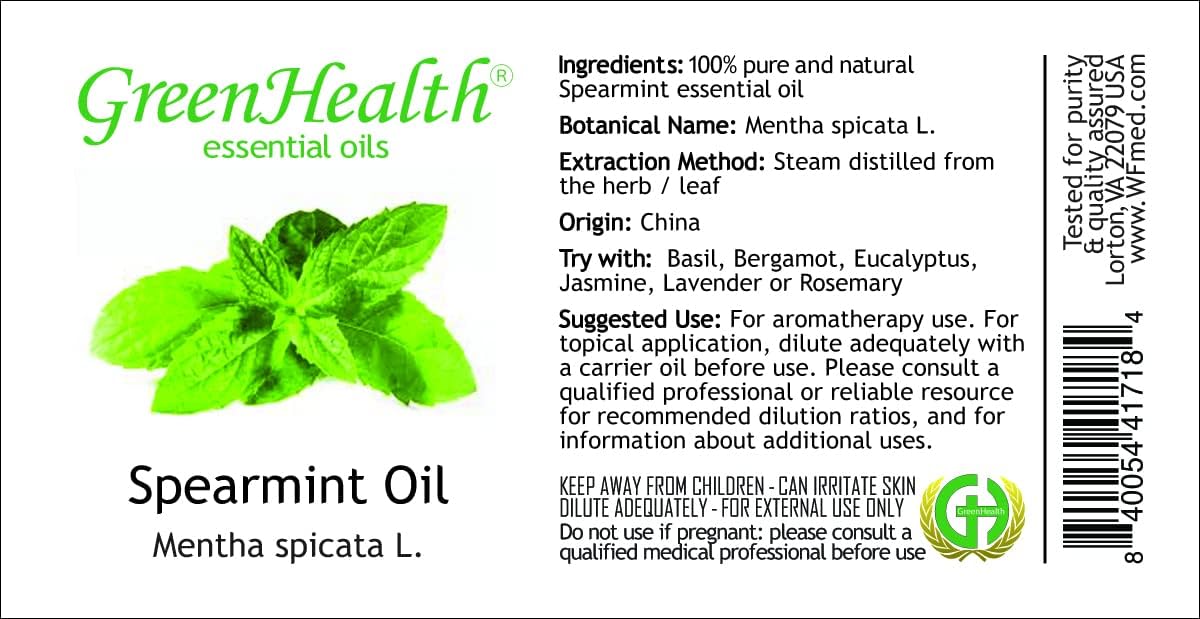 2 fl oz - Spearmint Essential Oil - 100% Pure Essential - GreenHealth