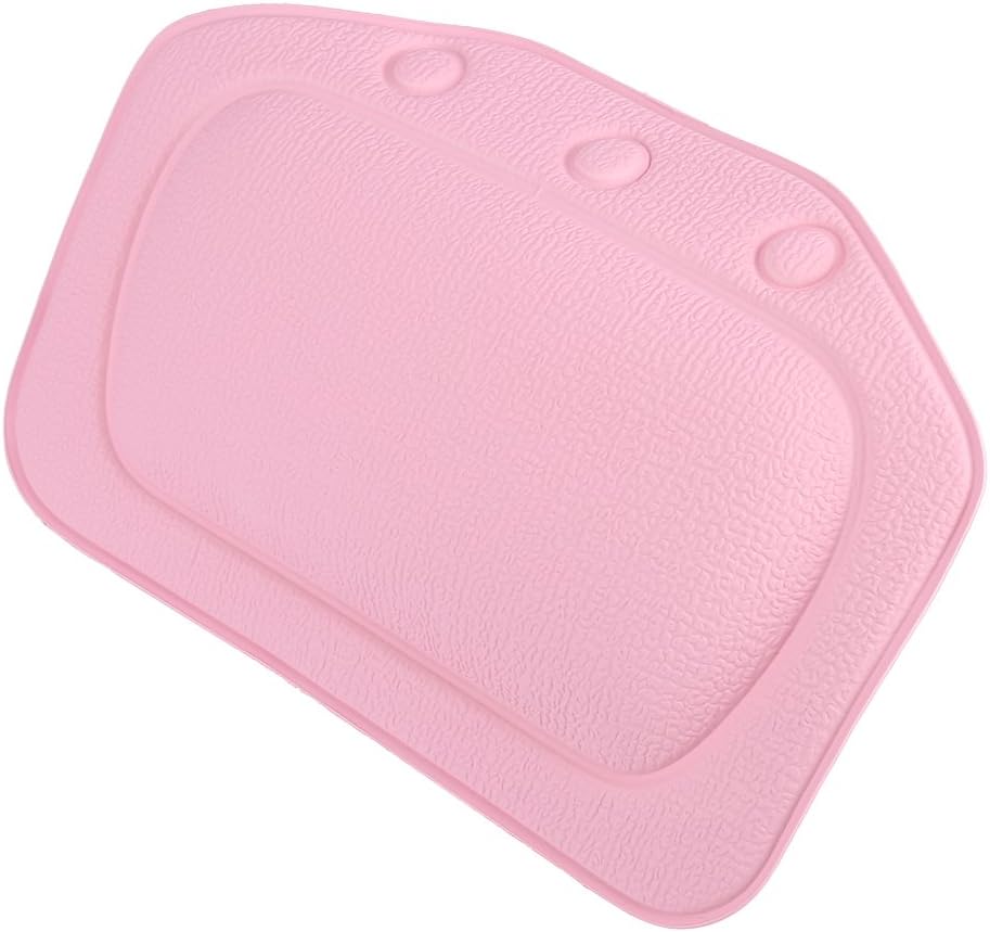 Bath Pillow, Bathtub Head Neck Support, Soft Foam Padded Spa Tub Headrest Back Shoulders Support Cushion Bathroom (Pink)