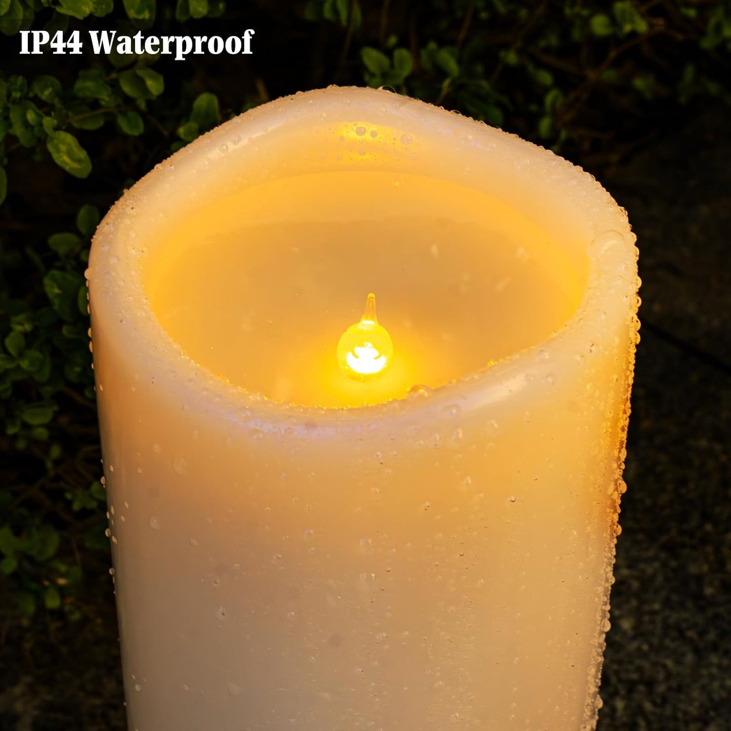 6" 8" 10" x 4" Large Waterproof Outdoor Flameless Candles Battery Operated LED Pillar Candles for Indoor Outdoor Lanterns, White, Long Lasting, Set of 3
