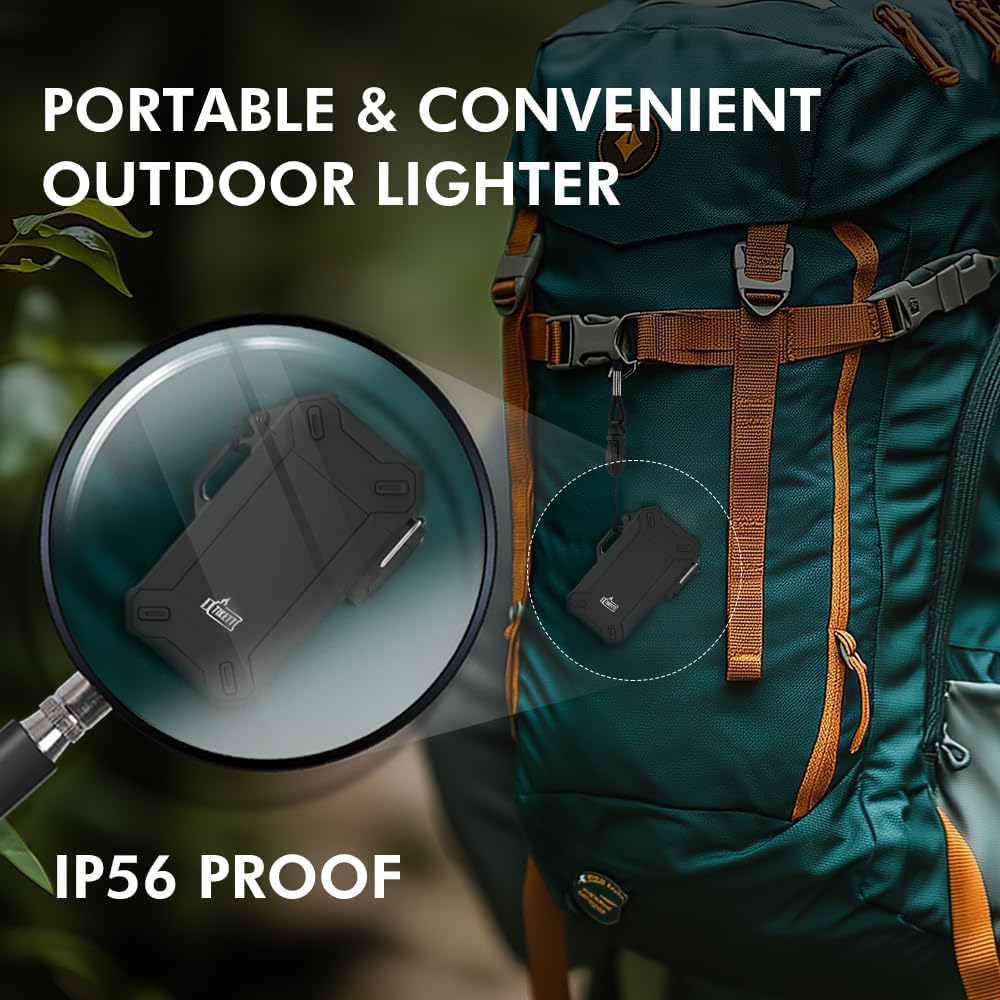 Dual Arc USB Rechargeable Electric Camp Lighter with Retractable Flexible Long Neck Waterproof Windproof Lighter for Outdoor, Grill and Candle (Black)