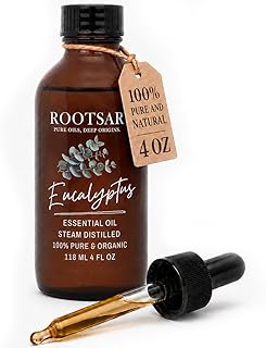 Eucalyptus Essential Oil – 100% Pure Organic Eucalyptus Oil, Steam Distilled, 4 FL OZ / 118 ML – Premium Essential Oil for Diffuser, Aromatherapy, Massage, Skin Care, Candle & Soap Making
