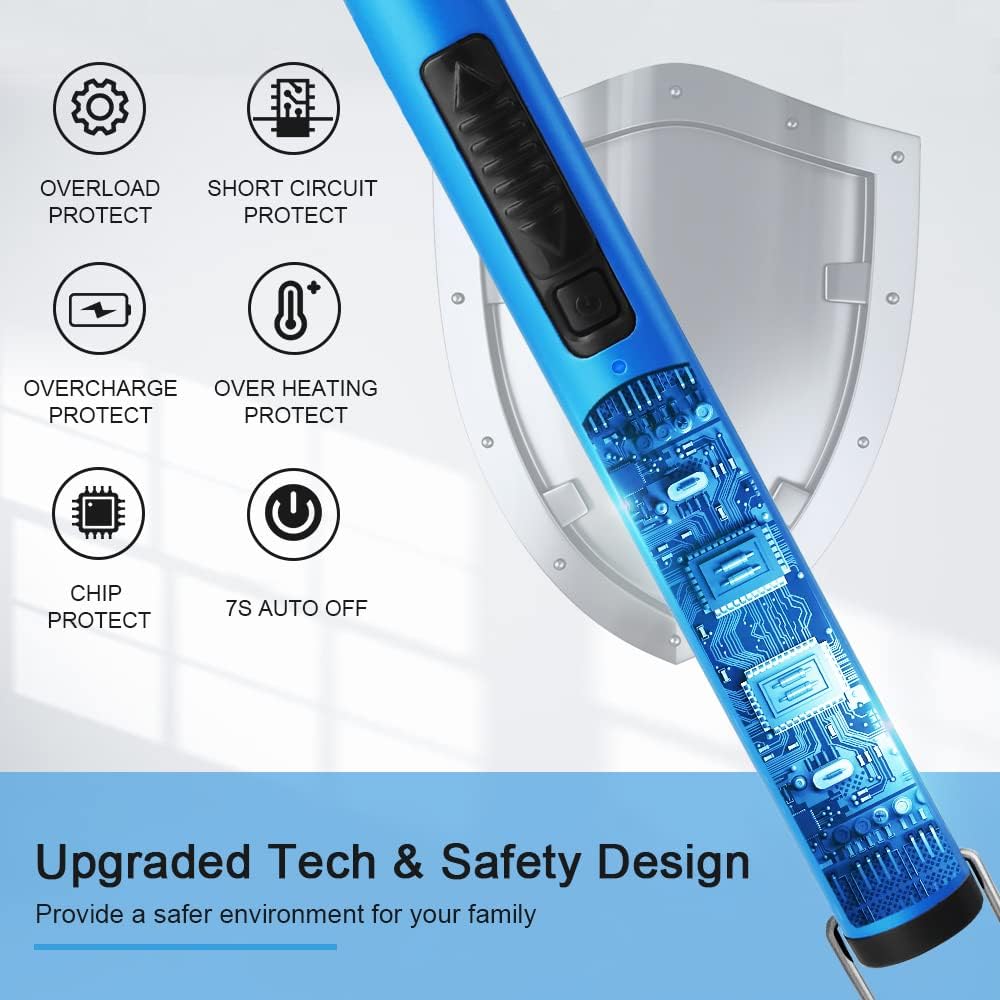 SUPRUS Fluorescent Lighter Glows in The Dark 360°Flexible Neck USB Rechargeable Windproof Triple Safety for Candle Cooking BBQ in Party (Blue)