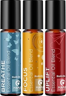 Aromatherapy Roll on Essential Oils Set - Wellness Essential Oils Set Variety Pack with Focus Uplift & Breathe Essential Oil Rollers - Fun & Cute Wellness Gift for Young Women and Teens (3 Pack)