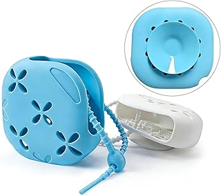 2 Pack Shower Steamer Holder Suction Cup | Silicone Bathroom Accessories with Adjustable Hanging Strap, Non-Slip Aromatherapy Diffuser Container, White & Blue