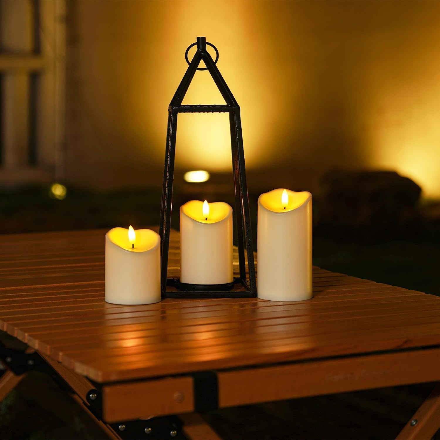 Homemory LED Candles with Remote Timers - Battery Operated, Electric Fake Plastic, Dark Ivory, Outdoor Waterproof Set of 3