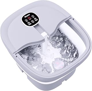 HOSPAN Collapsible Foot Spa Electric Rotary Massage, Foot Bath with Heat, Bubble, Remote, and 24 Motorized Shiatsu Massage Balls. Pedicure Foot Spa for Feet Stress Relief