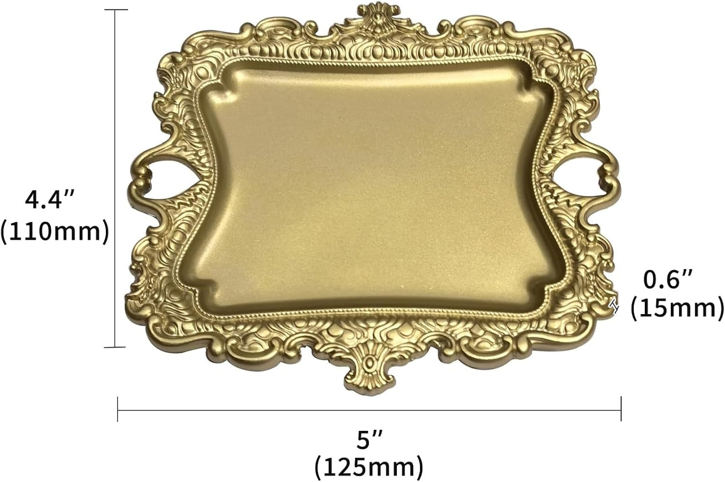 khtumeware 1 Pack Vintage Gold Jewelry Dish Brushed Gold Jewelry Trays ideal for holding jewelry rings and small trinkets.