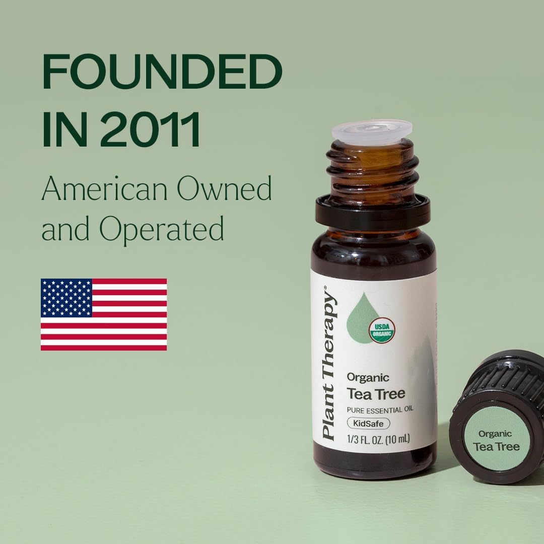 Plant Therapy Organic Tea Tree Oil (Melaleuca) 100% Pure, USDA Certified Organic, Undiluted, Natural Aromatherapy, Therapeutic Grade 100 mL (3.3 oz)