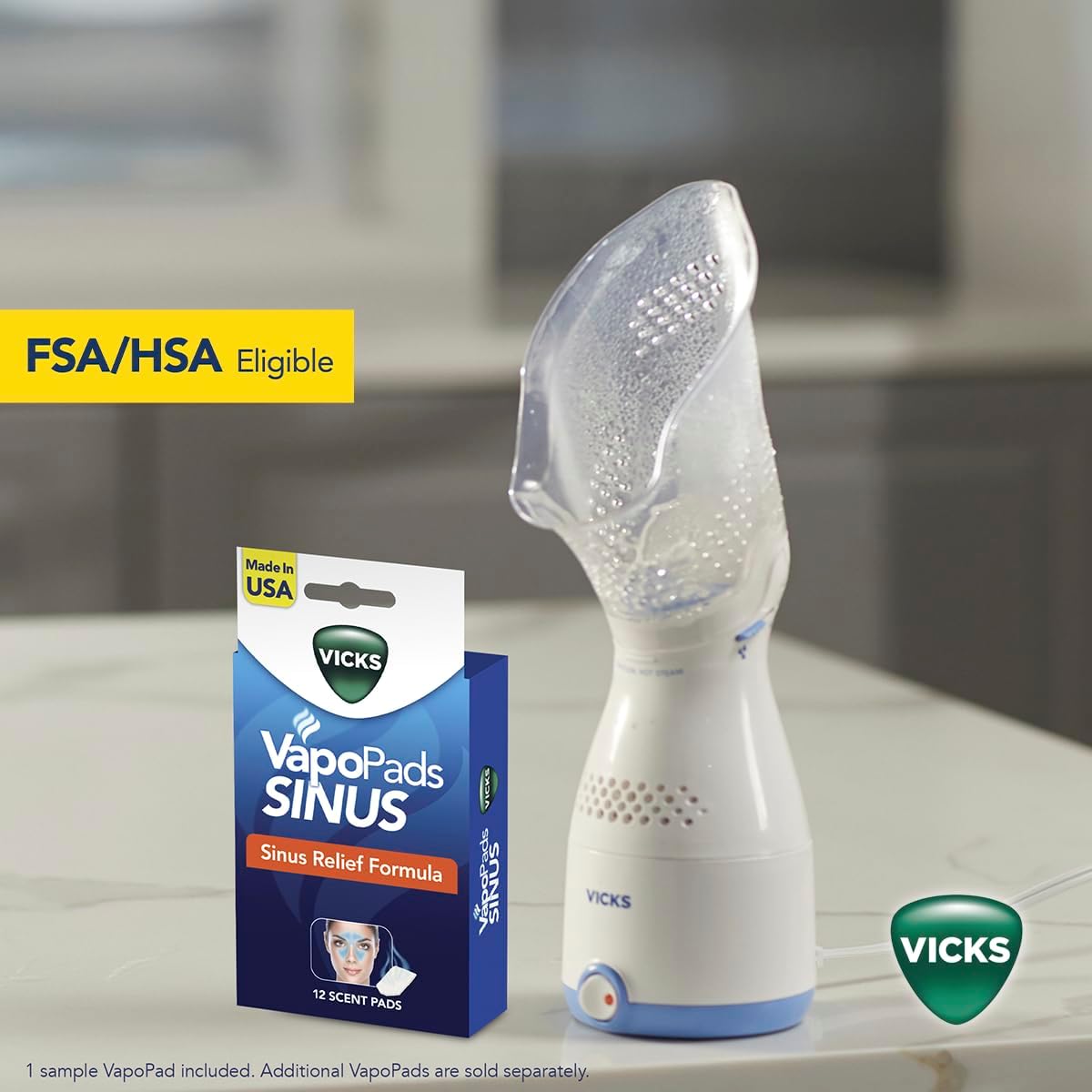 Vicks Sinus Inhaler, Plug-in Non-Medicated Steam Inhaler for Sinus Relief, Allergies, Congestion & Colds, Vocal Steamer, Soothes Nasal & Throat Passages, Works with VapoPads (1 Included)