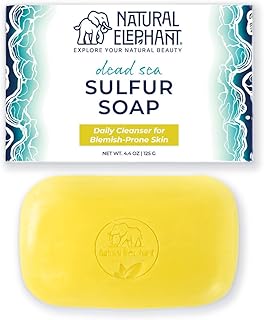 Natural Elephant Dead Sea Sulfur Soap Bar | Clarifying Face & Body Wash with Dead Sea Salt & Aloe Vera | 4.4 oz (125 g)