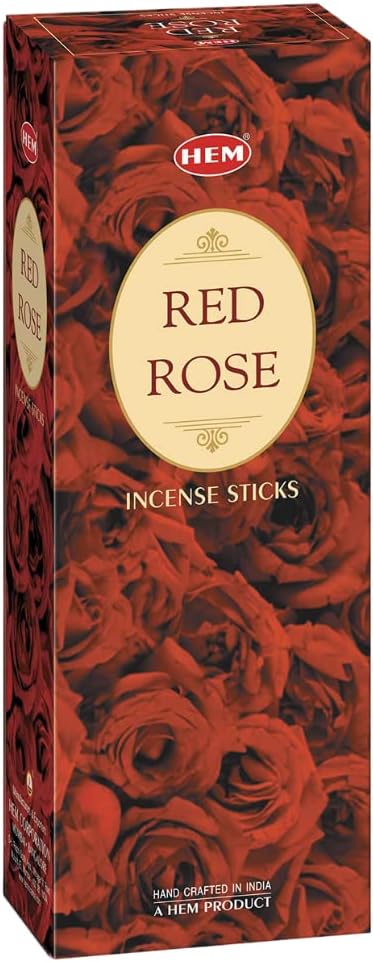 HEM Red Rose Premium Incense Sticks – (120 Sticks, 6 Boxes Inside) - 9 Inches Long,Dispel Negativity, Induce Relaxing Sleep, Spiritual Strength, Aromatherapy, and Strengthen Meditation Practices.