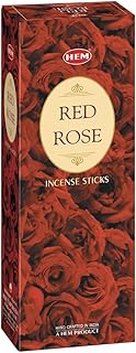 HEM Red Rose Premium Incense Sticks – (120 Sticks, 6 Boxes Inside) - 9 Inches Long,Dispel Negativity, Induce Relaxing Sleep, Spiritual Strength, Aromatherapy, and Strengthen Meditation Practices.
