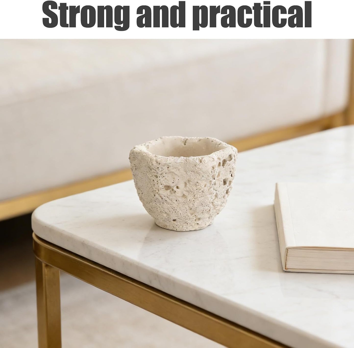 Concrete Match Holder - Cute Matchstick Boxes Modern Decorative Toothpick Organizer for Home,Fireplace, Table, Candles, Match Jar for Kitchen Beige