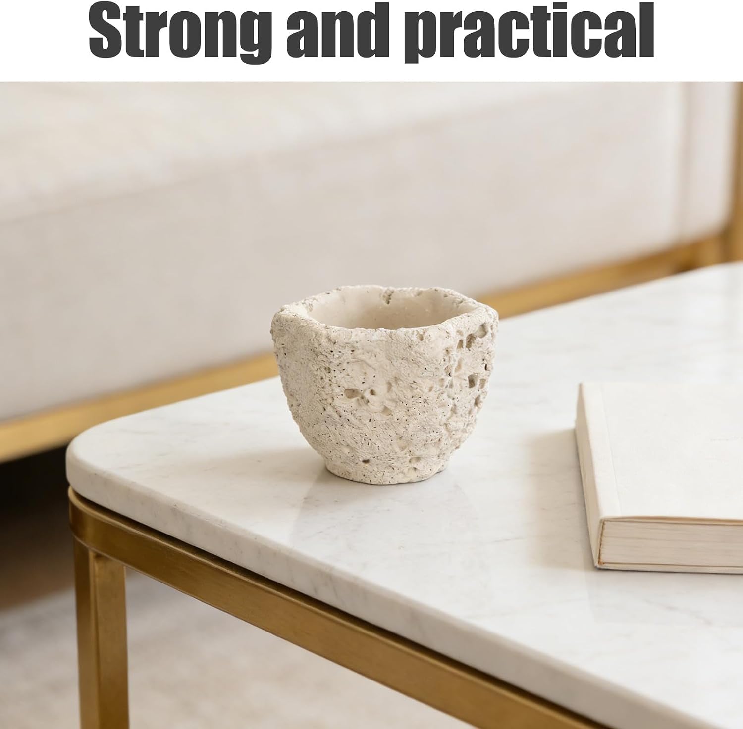 Concrete Match Holder - Cute Matchstick Boxes Modern Decorative Toothpick Organizer for Home,Fireplace, Table, Candles, Match Jar for Kitchen Beige