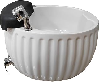 Acrylic Footbath Featuring Spa Massage, Colorful Lamp, Round Design, Automatic Drain Pump – Ideal for Beauty, Nail Salons, Home Use in White Massage version 24.8 * 20.8 * 13.8