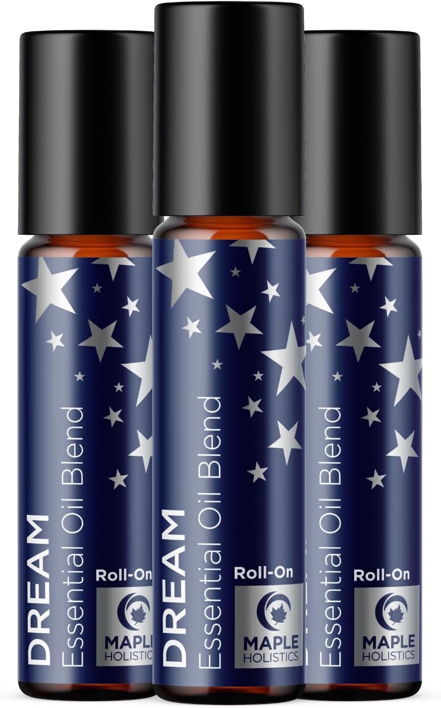 Sleep Essential Oil Roll On - Aromatherapy Essential Oil Roller for Restful Sleep and Relaxation with Pure Lavender & Roman Chamomile - Calming Pre-Diluted Blend for Nighttime Aromatherapy (3-Pack)