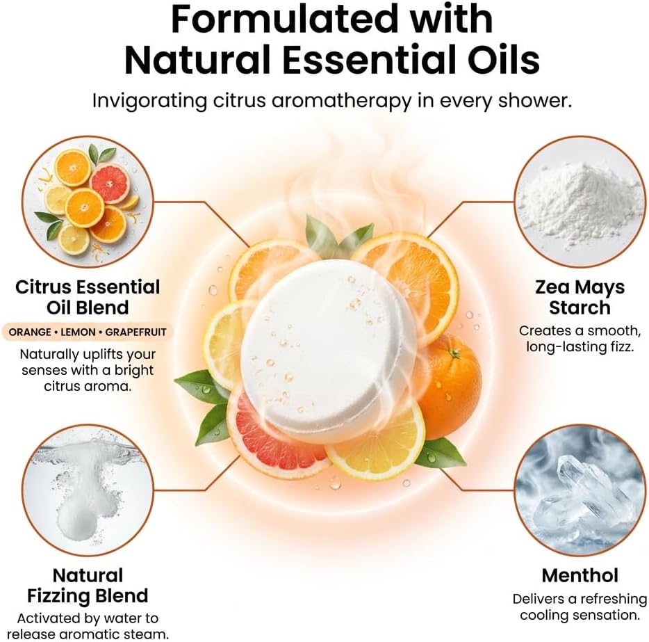 BodyRestore Shower Steamers Aromatherapy, Self Care Gifts, Energize 15 Pack