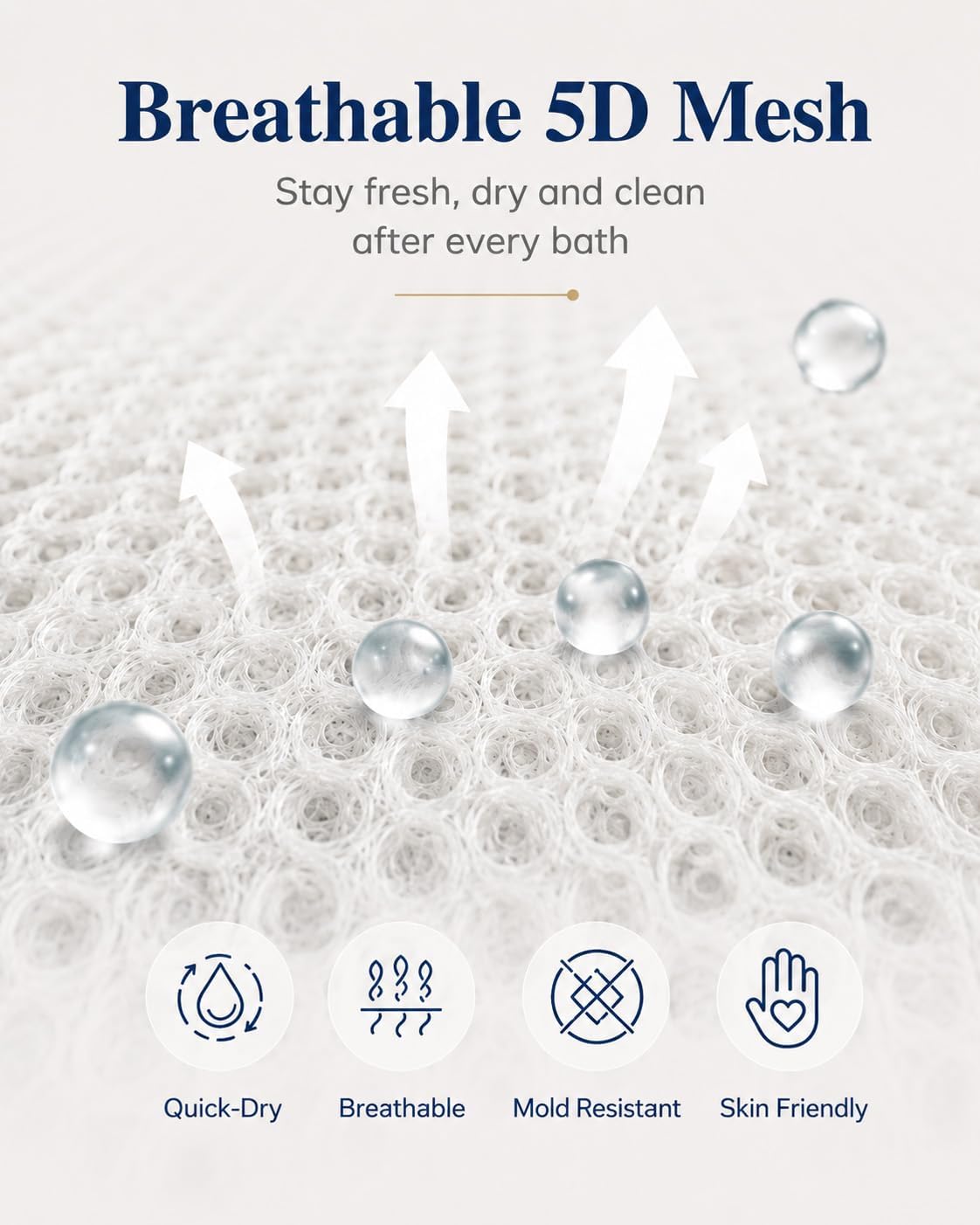 Full Body Bath Pillow for Bathtub, Extra Thick Luxury Bath Cushion with Adjustable Lumbar Support, 240 Suction Cups, Quick Dry 5D Mesh Tub Pillow for Home Spa Relaxation 52" x 17"