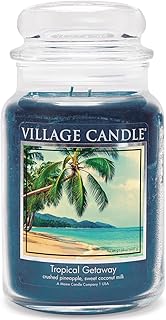 Village Candle Tropical Getaway, Large Apothecary Jar, Scented Candle, 21.25 oz.
