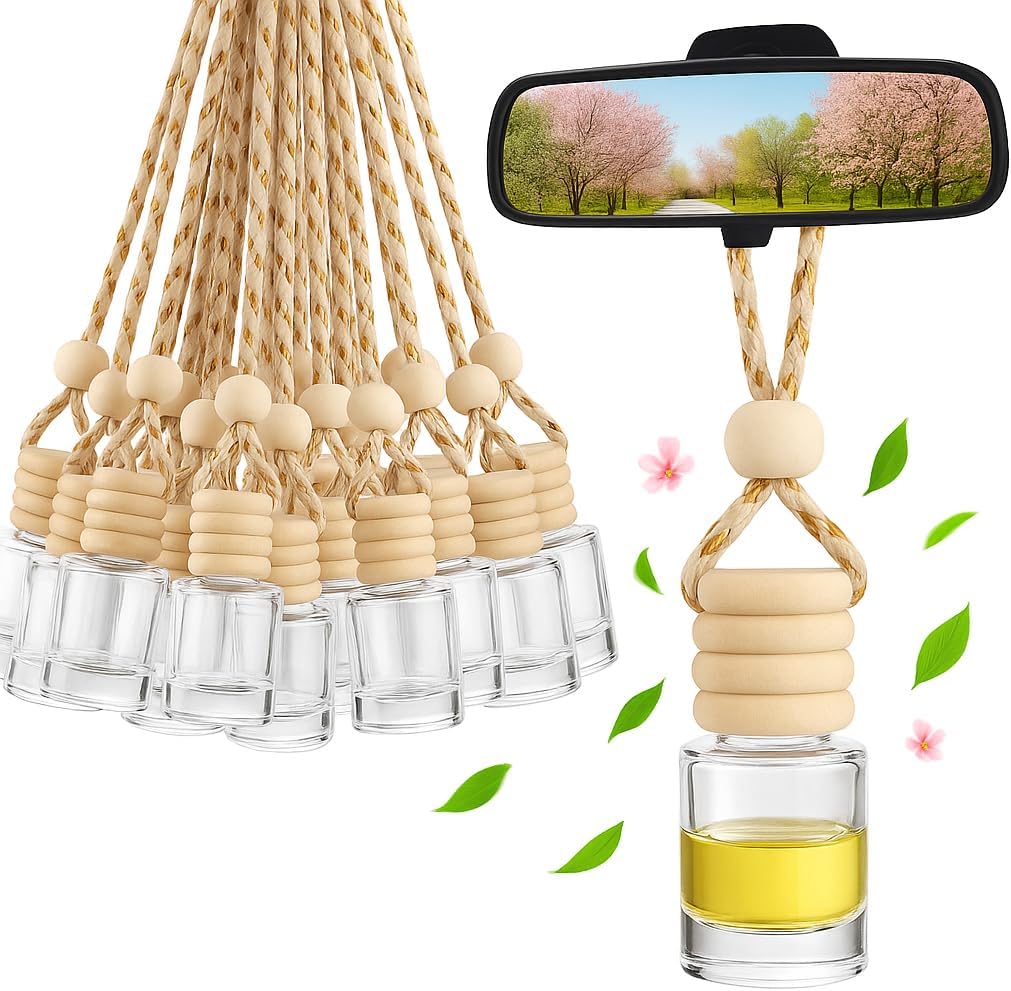 Car Oil Diffusers Hanging 8ml– 30pcs Refillable Cylinder Car Diffuser Bottle for Essential Oils, DIY Air Freshener Pendant for Vehicle, Gift, Closet Use