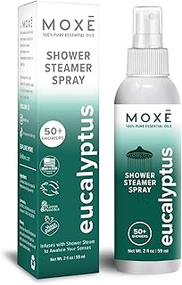 MOXĒ Shower Steamer Spray Eucalyptus Essential Oil Shower Spray – Relaxing Aromatherapy Mist for Home Spa Experience – Pure Plant Based Fragrance for Daily Routine – 1 Pack, 2oz