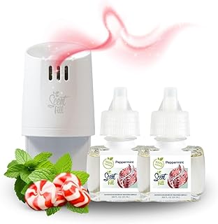 Scent Fill 100% Natural Peppermint Plug in Air Freshener, Scented Oil Refills, 2 Refills + Diffuser