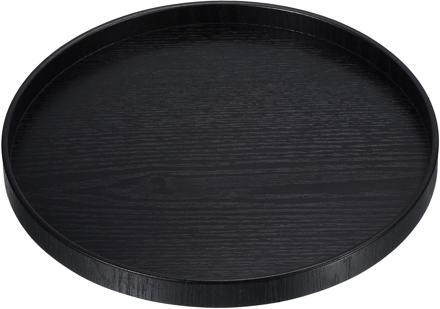 PATIKIL Wood Serving Tray 27cm/10 Inch, Round Decorative Platter for Home Decor Kitchen Table Candle Holder, Black