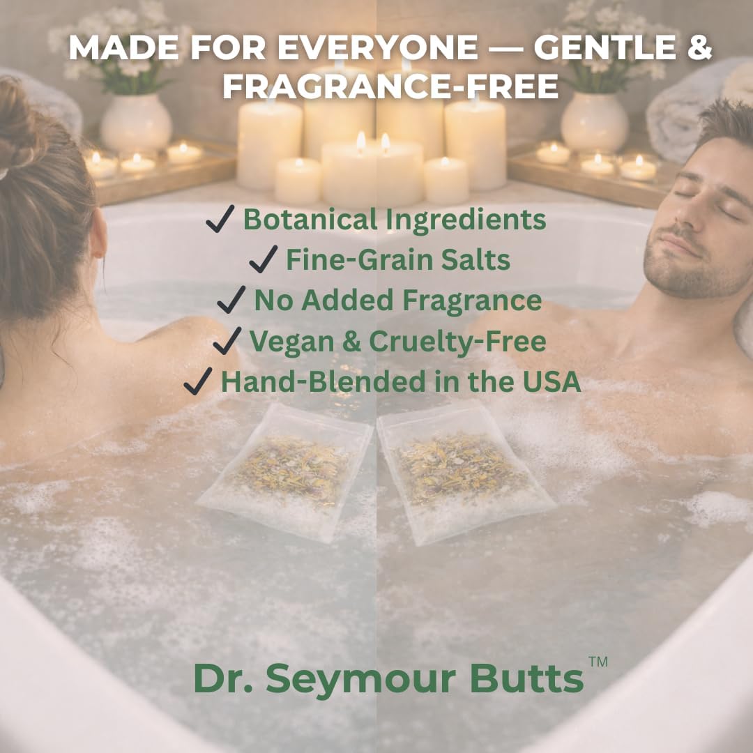 Hemorrhoid & Sitz Bath Support Soak – 5 Prefilled Sachets (50 g Each) | Epsom & Dead Sea Salts with Calendula, Chamomile, Plantain, Yarrow, Comfrey & Rose Petals | Fragrance-Free Comfort Soak