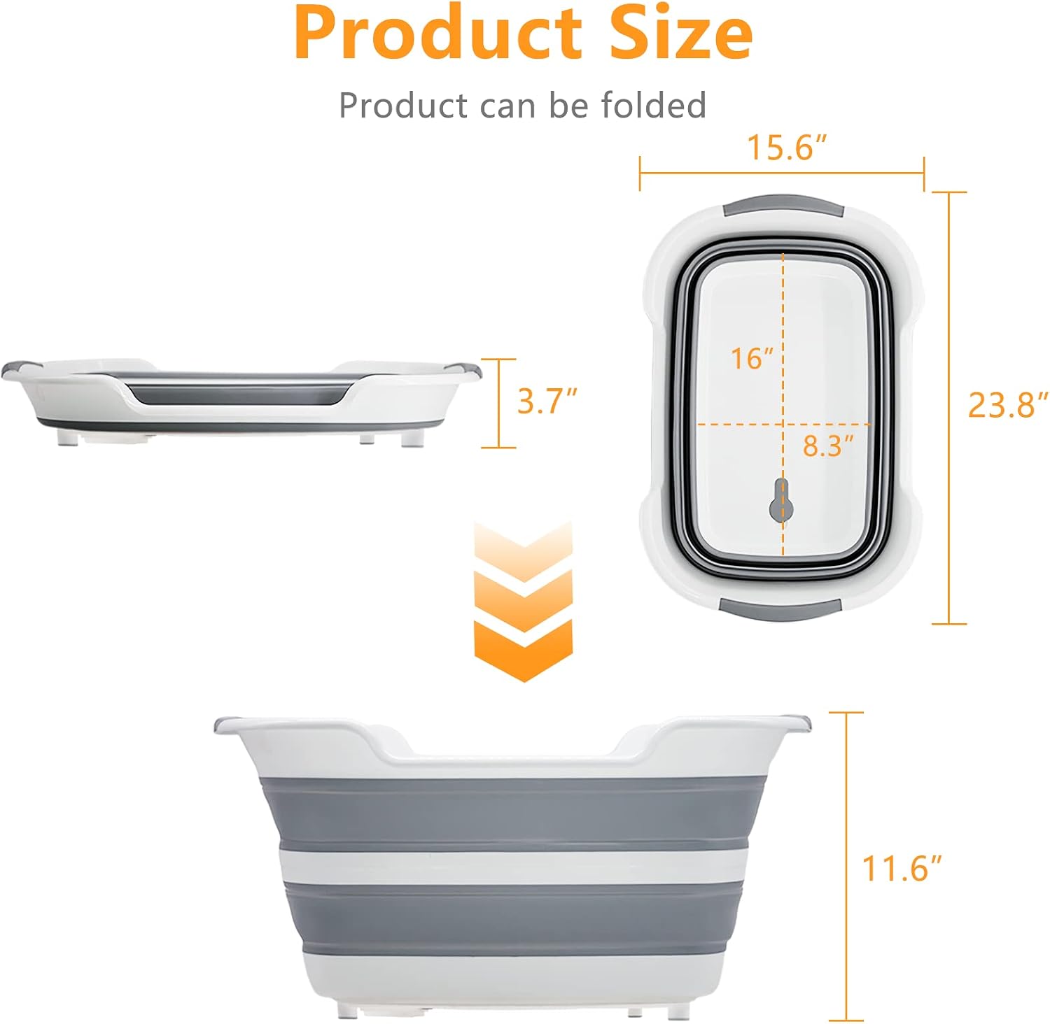 Goderewild 7.1 Gal/27L Multipurpose Collapsible Pet Bathtub Upgraded with Drainage Hole and Pet Hair Collector for Bathing/Shower, Portable Laundry Basket-Foldable Bathing Tub-Storage Organizer.