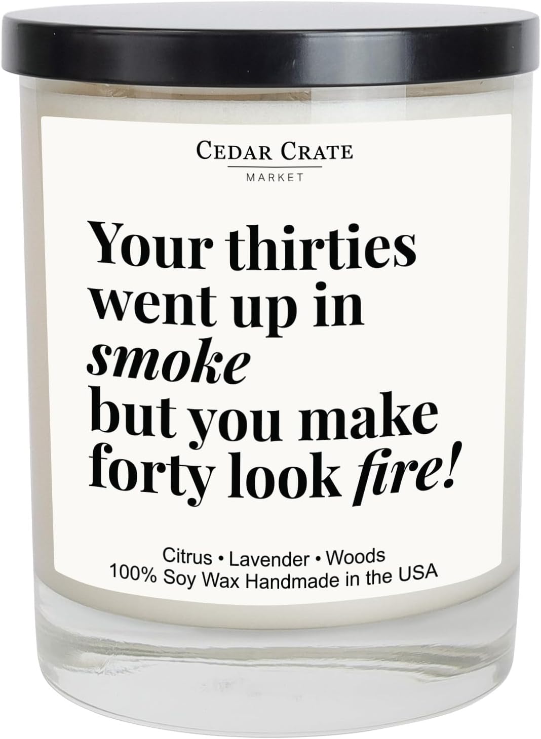 40th Birthday Gifts Women & Men - Lavender & Lemongrass Soy Wax Birthday Candles, 13.5 oz, 60+ Hour Burn Time, Birthday Gifts for Women, Hand Poured in USA, Reusable Jar for a Fantastic Celebration