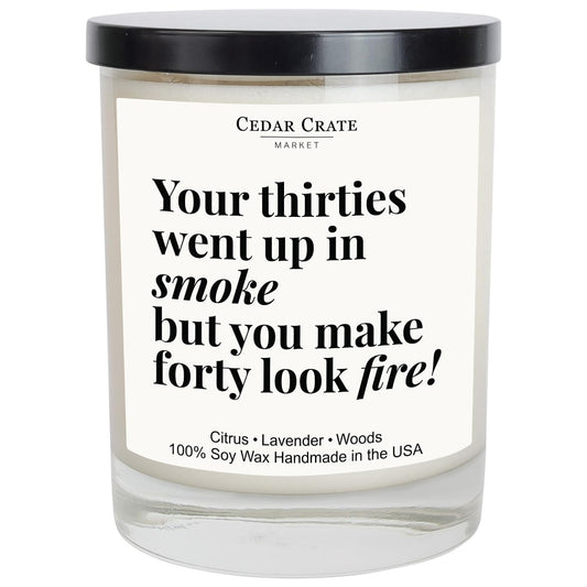 40th Birthday Gifts Women & Men - Lavender & Lemongrass Soy Wax Birthday Candles